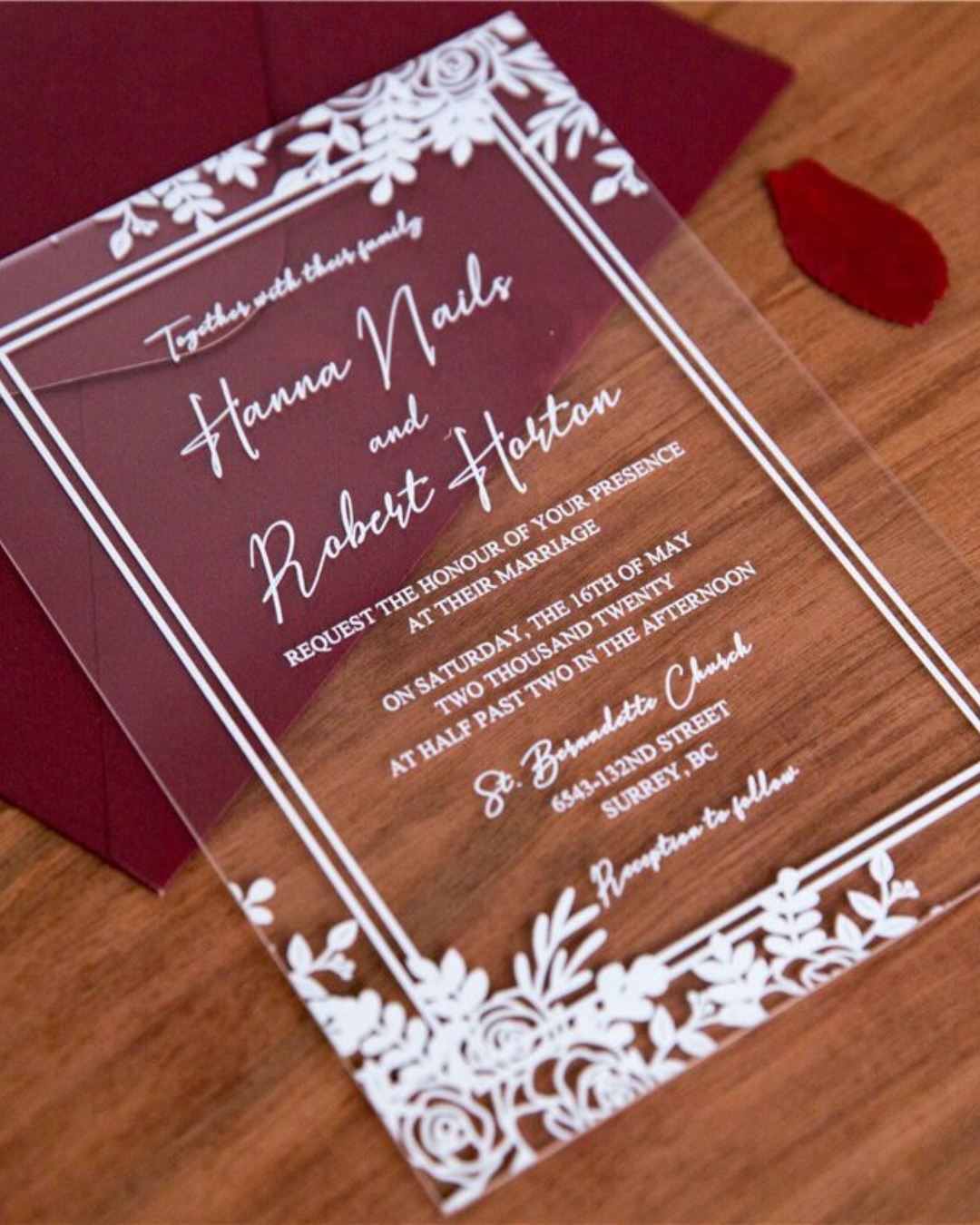 Faire-part de mariage en plexiglas- Féerie Nuptiale